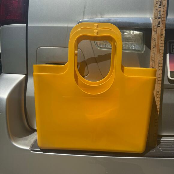 Vintage Gold Yellow Plastic Purse Tote TWO AVAILABLE - PRICE IS PER TOTE - Picture 2 of 5